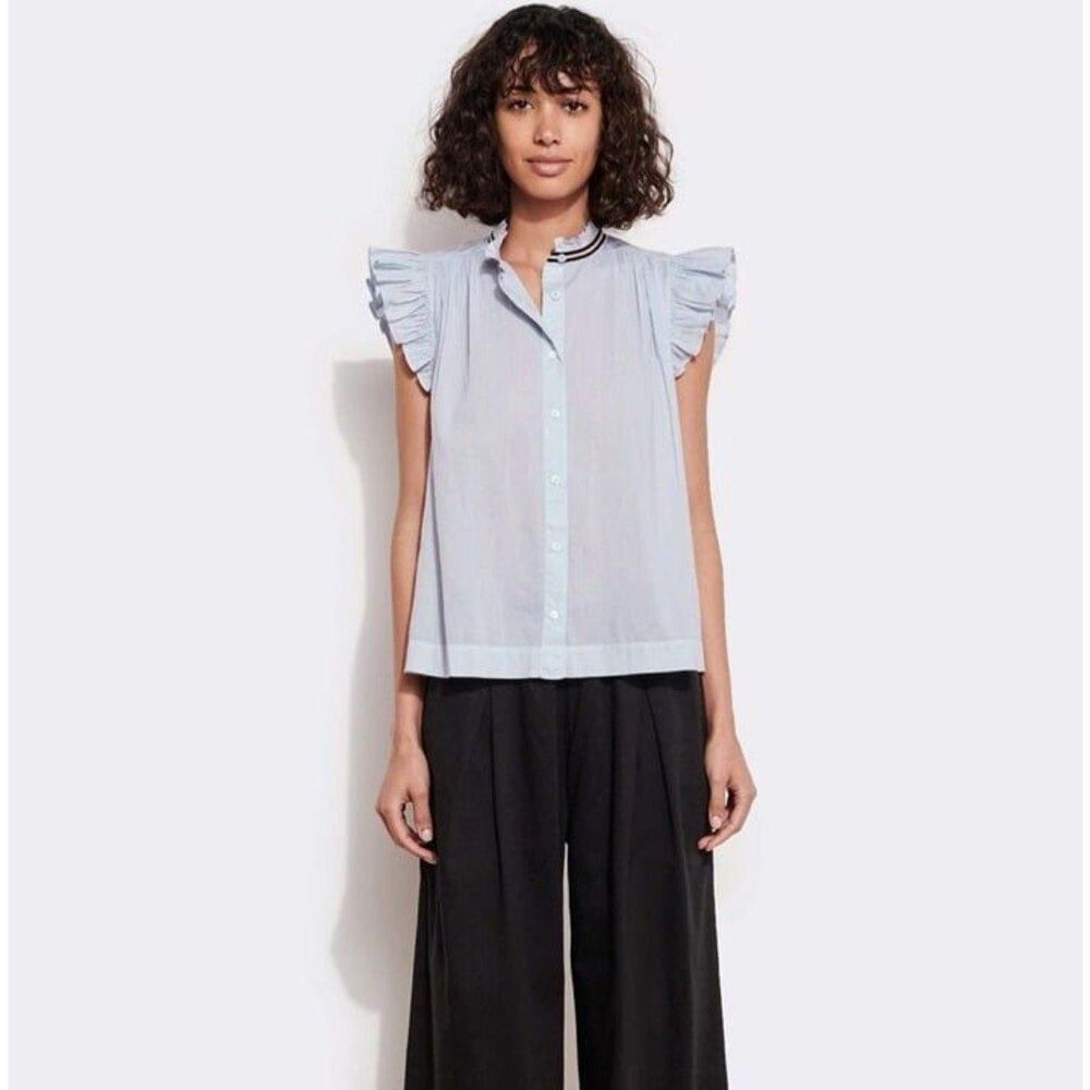 Sundry Size M Flutter Sleeve Button Top Rain Ligh… - image 1